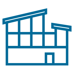 blue illustration of commercial building