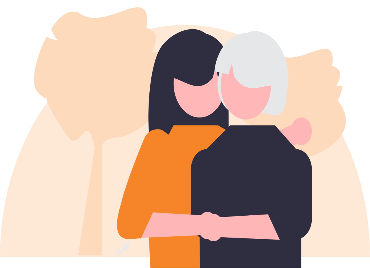illustration of people holding for closeness.