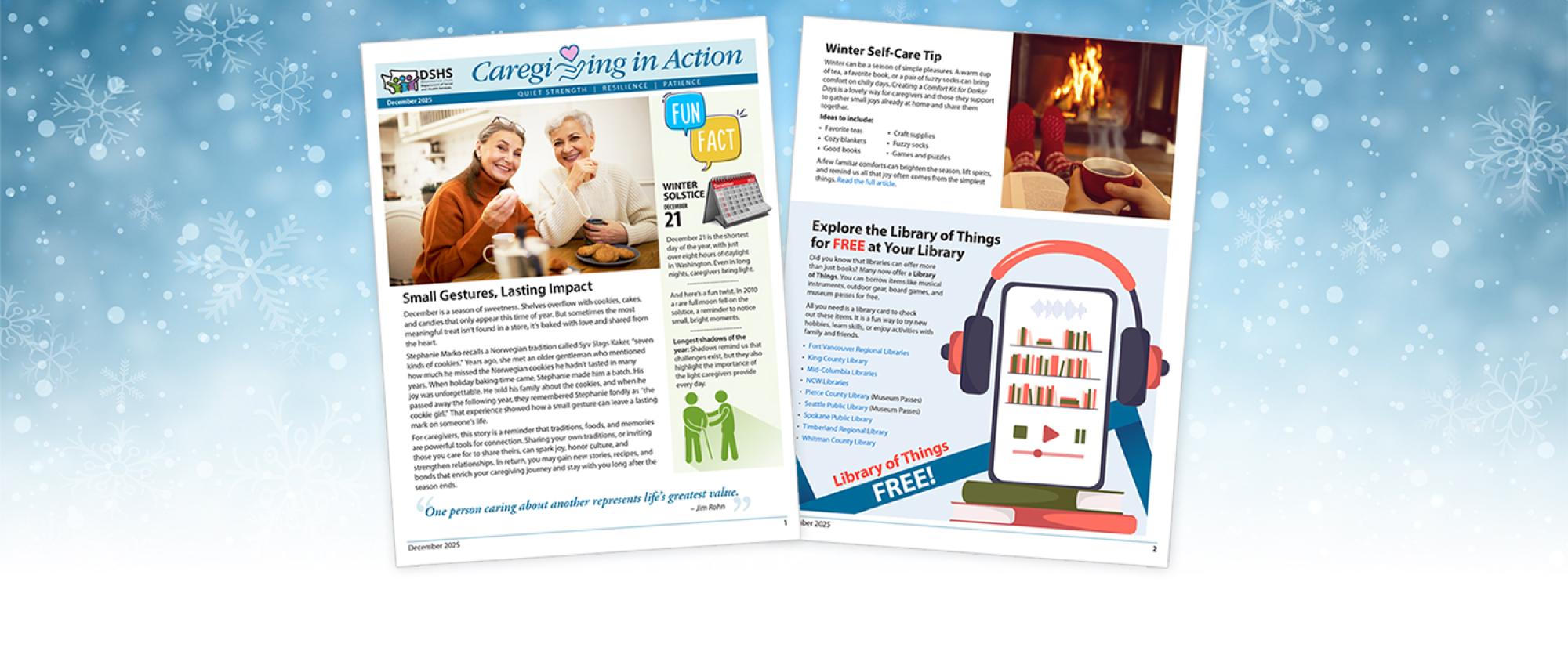 Thumbnail of newsletter over snow background.